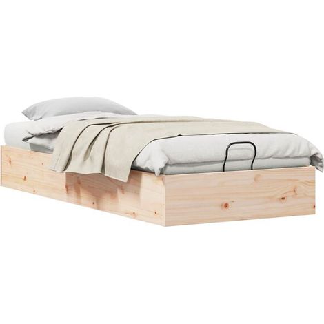 Cadre de lit coffre avec rangement, couleur bois naturel, 70 x 190 cm (1/5)