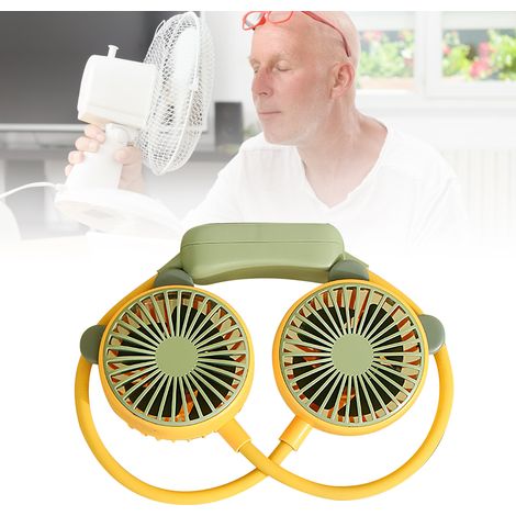 Tragbarer, brustförmiger Türventilator [USB-aufladbar] mit flexiblen ABS-Düsen, Mini & Leise (190 g), Gelb - 3 Geschwindigkeitsstufen [für Büro & Reisen] (1/5)