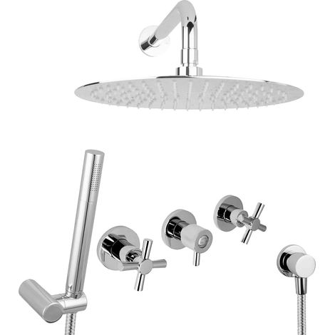 Système de douche encastré PaulGurkes avec pommeau de douche en laiton de 30 cm