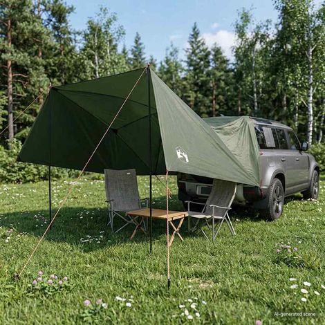 vidaXL Tente de voiture avec toit Vert armée 308 x 215 x 220 cm (1/5)