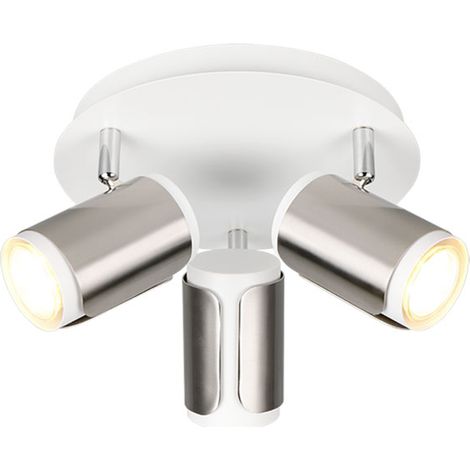 Deckenleuchte Deckenstrahler verstellbar Spotlampe Metall weiß nickel matt D30cm