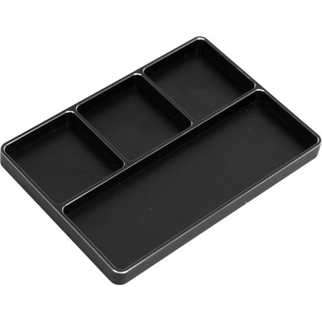 Plateau à vis de réparation RC à 4 compartiments en alliage d'aluminium avec support magnétique pour voitures et avions RC 1/10 et 1/8 (noir) (1/5)