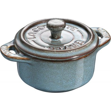 Mini Cocotte Céramique 10 cm Turquoise Ancienne