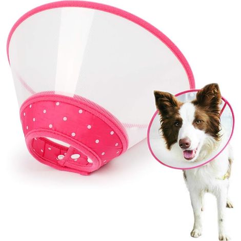 Collar protector, de plástico transparente, con borde suave y transpirable, ajustable, para perros y gatos. (1/5)
