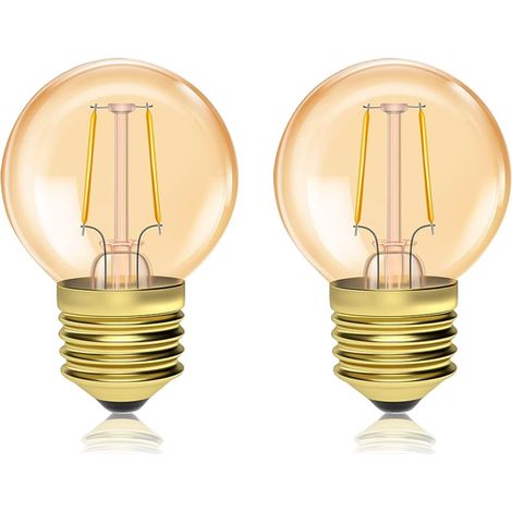 Lot de 2 ampoules LED vintage en forme de balle de golf E27 1 W Blanc chaud 2200 K Ambre 2 W équivalent à 20 W [Classe énergétique A]