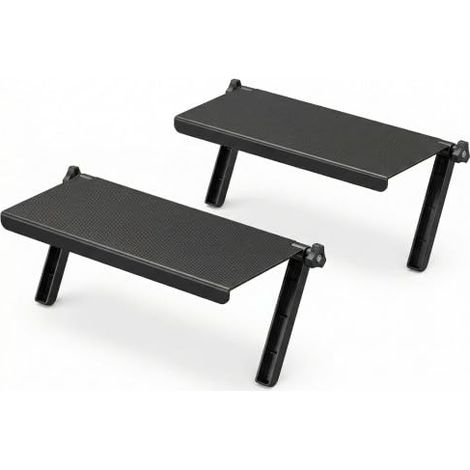Lot de 2 étagères pour TV - 33 x 16 cm - Plateforme noire - Support réglable - Étagère de rangement pour TV Box TV - Appareil photo - Routeur (1/5)