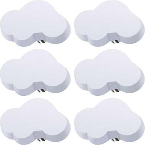 6 Pack Cloud Shape Drawer Knobs, Kids Furniture Knobs, Rubber Knobs for Girls Boys, for Cabinet Handle, Drawers, Nursery (White) (1/5)