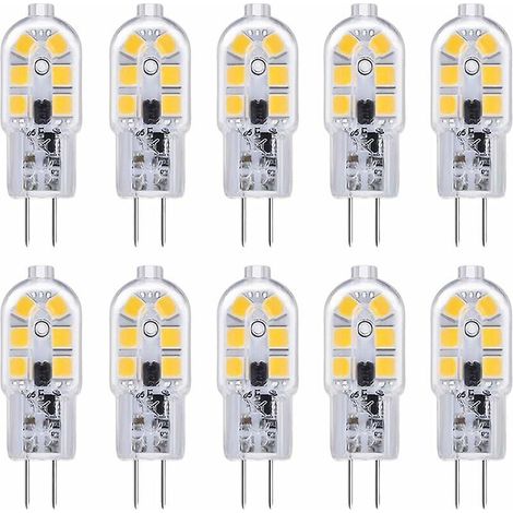 Lot de 10 ampoules LED G4 12 V 2 W blanc froid 6000 K 200 lm pour cuisine de camping-car, non dimmables (1/4)