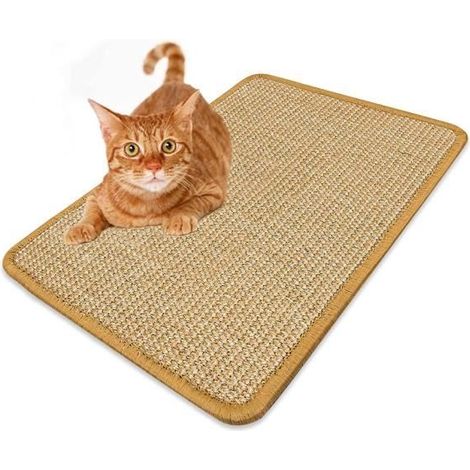 Tapis Griffoir pour Chat, Tapis Rectangle Sisal pour Chat en Anti-dérapant Jouet de Soins pour Protéger Les Tapis et Canapés (1/4)
