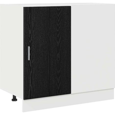 Gabinete Base de Esquina de Cocina con puerta Roble negro vidaXL