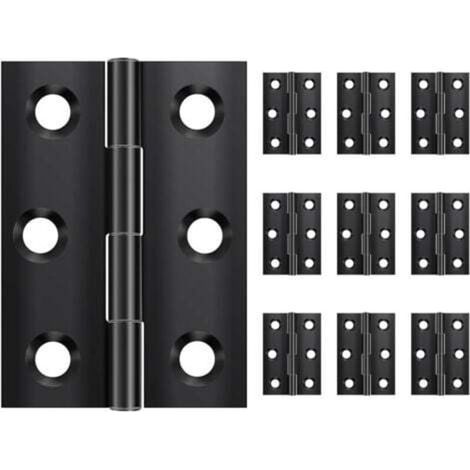 [JAMAIS UTILISÉ] Lot de 10 charnières pliables 44 mm × 31 mm, en acier inoxydable, noires, petites charnières, pour portes, fenêtres, armoires avec 60 vis (1/4)