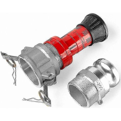 Buse de tuyau d'incendie industriel 2 pouces NPSH, buse d'atomisation durable à débit constant et deux raccords à verrouillage à came de 2 pouces (1/5)