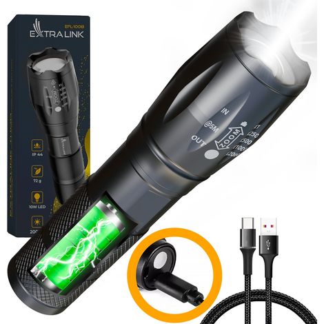 Extralink efl-1031 odin torcia a led batteria ricaricabile, 10w, 400lm (1/5)