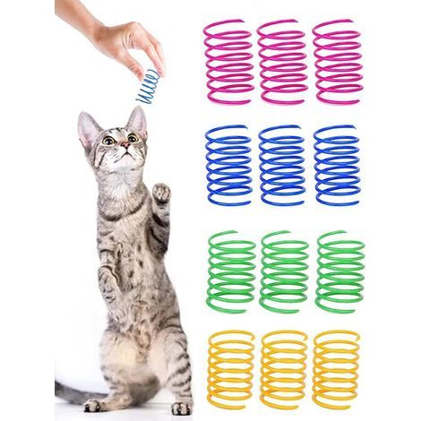 Set mit 12 Katzenspielzeugen, weiche Kunststofffedern, farbenfroh und robust, zum Jagen und Beißen, Katzenaccessoire (1/5)