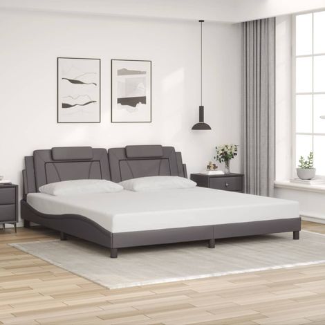 Estructura de cama Viana sin colchón cuero sintético gris 200x200 cm vidaXL (1/5)