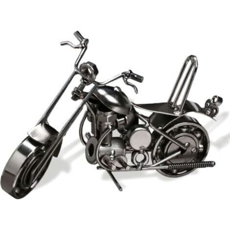 Ornement de moto en fer forgé - Vintage - Art du fer - Maquette de moto pour décoration de bureau - Accessoires de photographie, Collection d'art (Argent) (1/4)