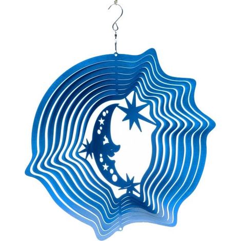 Mobile à vent lune & étoiles bleu 15cm Petit modèle