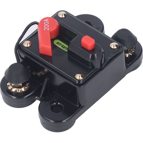 Disjoncteur à réarmement manuel 1/4 po, protection contre les surintensités, 12-48 V CC, pour moteur de véhicule, 200 A (1/5)