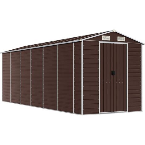 Casetta da giardino casetta per capanni casetta per riporre gli attrezzi casetta per esterni robusta 191 x 555 x 198 cm acciaio zincato marrone 020022273