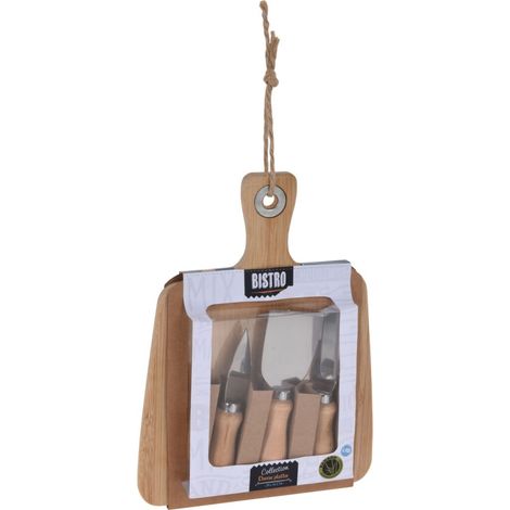 Käse-Schneidebrett + 3 Messer, Set (1/2)