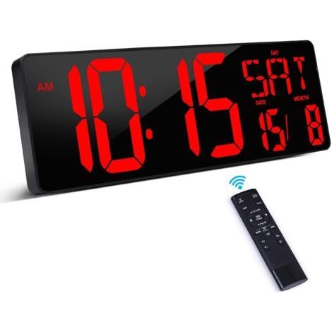 Reloj Digital con Mando a Distancia, Reloj de Pared LED Digital de 16,5'', Despertador Digital con Brillo Ajustable, Reloj Digital de Pared con Hora/Fecha/Temperatura (1/5)