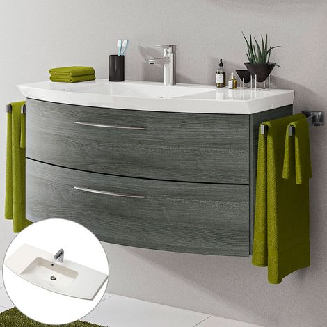 Waschtischunterschrank 101cm inkl. Waschbecken  CERVIA-66 graphit Struktur, B/H/T: 101/48/50,5 cm (1/5)