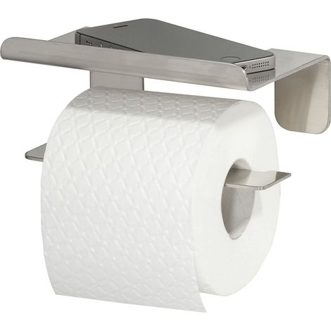 Tiger Colar Portarotolo con mensola, Acciaio inox spazzolato, L-forma (1/5)