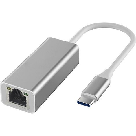 Adaptateur USB-C vers Ethernet, convertisseur d'interface USB-C vers RJ45 pour tous types d'ordinateurs portables, argent (1/5)