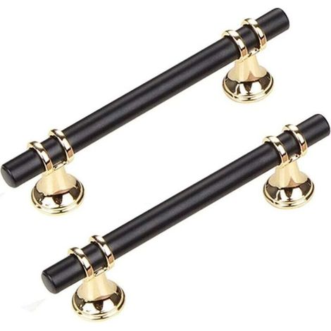 Lot de 2 poignées de meuble, poignée de porte de chambre, poignée de porte moderne, poignée de porte, poignée de luxe minimaliste moderne, poignée de porte d'armoire, poignée de tiroir, noir 128 mm- C (1/2)