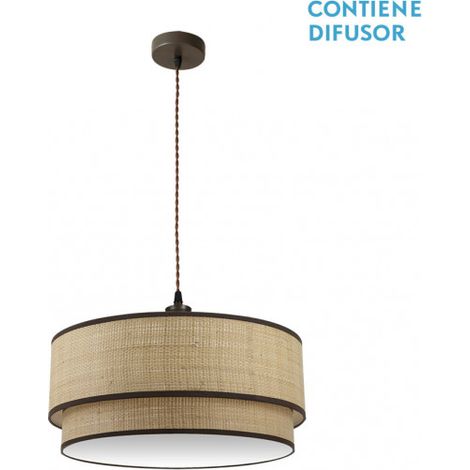 Colgante Roque 3xe27 Natural/marron Regx60x60 Cm