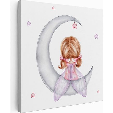 Tableau toile Enfants Carré - Fée Lune - 80x80 cm (1/2)