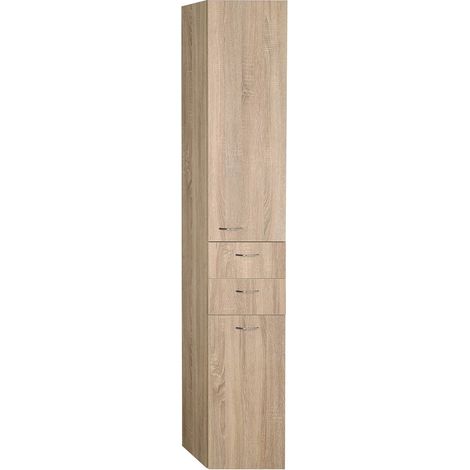 ZOJA/KERAMIA FRESH Meuble de rangement avec panier à linge 35x184x29cm, gauche/chêne platin (1/4)