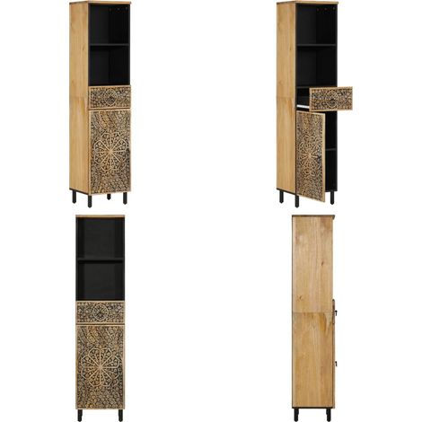 Armoire de salle de bain 38x33x160 cm bois massif de manguier - Meuble De Salle De Bain - Armoire De Salle De Bain - Rangement Salle De Bain - Commode Salle De Bain - Mobilier Salle De Bain - Home & L (1/5)