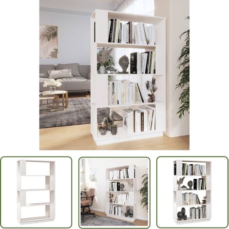Étagère de Rangement Bibliothèque, Séparateur de pièce, Montage facile, Blanc 80x25x132 cm Pin solide OIB3987E (1/5)