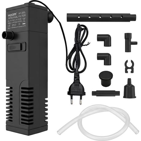 Aquarium Filter, Débit 200 L/H 3W avec Filtration et Oxygénation Silencieuses, Filtre pour Aquarium jusqu'à 40 L pour Poissons Tropicaux Small Aquarium et Tortues