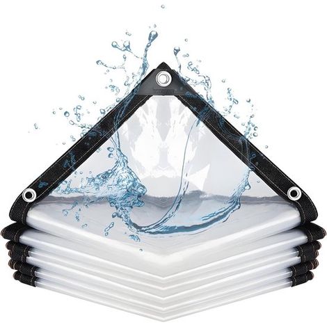 Lona impermeable transparente de alta resistencia de 2 x 2 m, Lona de vinilo con ojales, Tela de cubierta transparente, invernadero, gallinero (1/5)