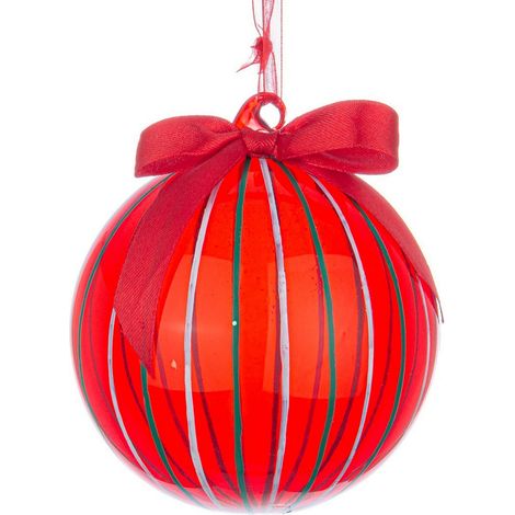 Palline per albero di Natale in vetro colore rosso con fiocco per decorazione -4 sfere da 10 cm (1/2)