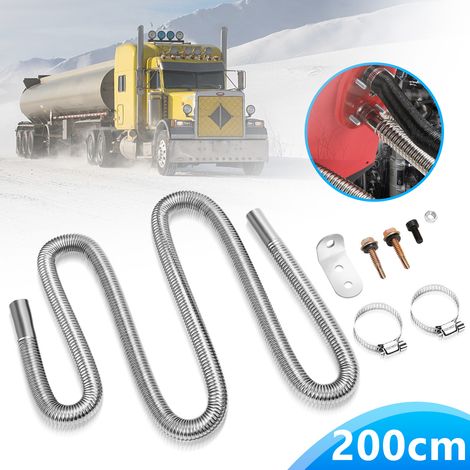 Randaco 200cm φ25mm AbgasschlauchAbgasschalldämpfer Edelstahl Auspuffrohr – Komplettset für Dieselheizung und Autoheizung mit Klemmen und Schalldämpfer (1/5)