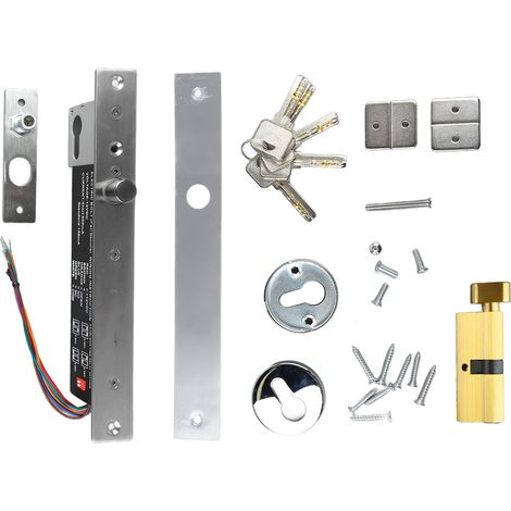 Serrure à pêne électrique DC12V avec clé, Type étroit, Protection de Circuit, pêne dormant à mortaise pour porte en bois et verre.