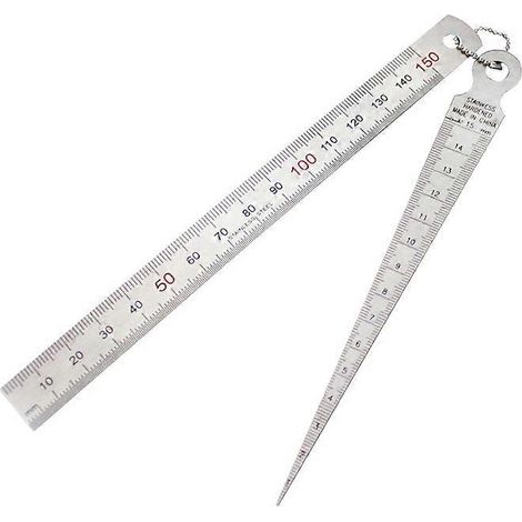 1 règle de profondeur conique avec jauge d'épaisseur 1-150 mm, argentée, idéale pour mesurer. Pratique et utile. (1/5)