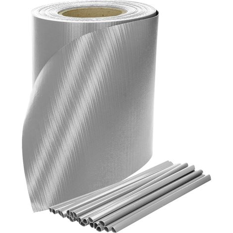 ECD Germany PVC Sichtschutzstreifen Sichtschutz Rolle 35m mit 20 Befestigungsclips - Grau - für Einzel- und Doppelstabmatten Gartenzäune - Sichtschutzfolie Zaunfolie Windschutz Blickdicht Garten Zaun