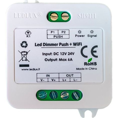 Led Dimmer Con Pulsante Memoria 12V 24V 6A WiFi Smart Per Striscia Led Compatibile Con Alexa Google Home