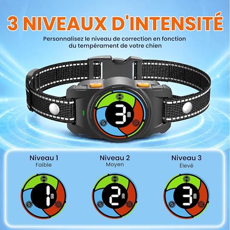 Collier Anti Aboiement Chien, Ultrasons Collier de Dressage pour Détection  Vibration/Ultrasons 3 Modes Intelligente des Aboiement, IPX7, Rechargeable Anti Aboiement Chien Petit Moyen Grand (1/4)