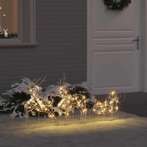 LED Rentiere mit 60 LEDs 3 pcs Warmes Weiß PET