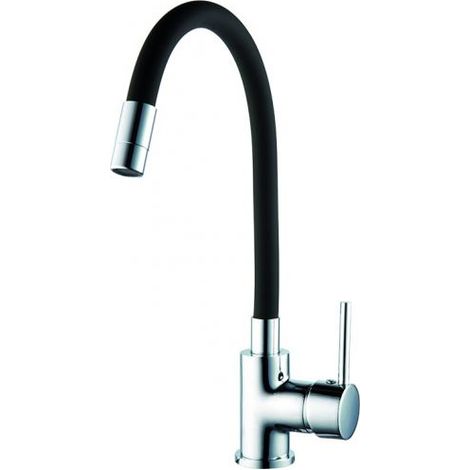 1PZ MISCELATORE LAVELLO A CANNA ALTA FLESSIBILE col. Nero