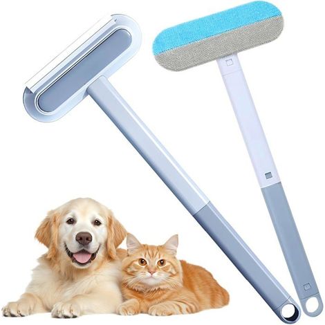 Brosse anti-poils d'animaux multifonction à long manche, 3 en 1, pour chats et canapés/lits. (1/5)