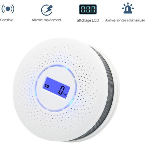 Eosnow Rauch- und Kohlenmonoxid -Alarmdetektor mit Batterie mit LCD -Anzeige -Sprachwarnung angetrieben (1/5)