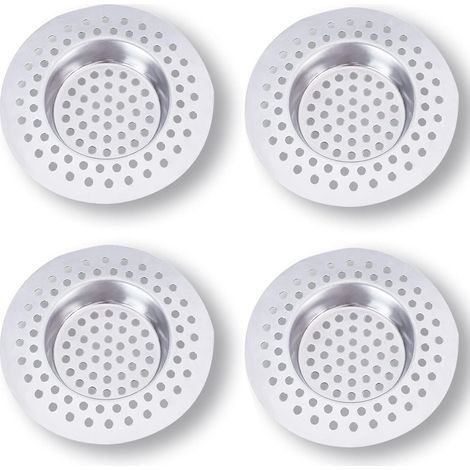 Filtre Evier Cuisine INOX (Lot de 3) - Attrape Cheveux Douche 7,5 x 7,5 cm, Filtre 90 Trous, Grille,Accessoire Cuisine,Salle de Bain, Cuisine (1/4)