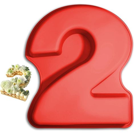 Moule à gâteau chiffre, Number Cake 2, grand moule 3D en silicone, forme de numéro, pour anniversaire et mariage. (1/5)