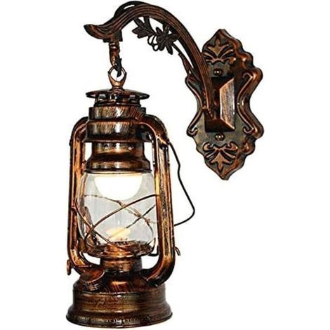 Petroleumlampe, Wand-Petroleumlampe, LED-Wandleuchte, antike Sturmlampe aus Eisen, Glas und Bronze, Schlafzimmerbeleuchtung, Petroleumlampe (1/4)